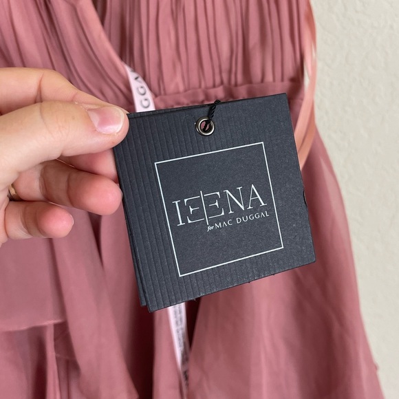 Ieena Mac Duggal Plunge Neck Ruffled Hi-Low Chiffon Gown Size 8 NWT - Picture 5 of 14